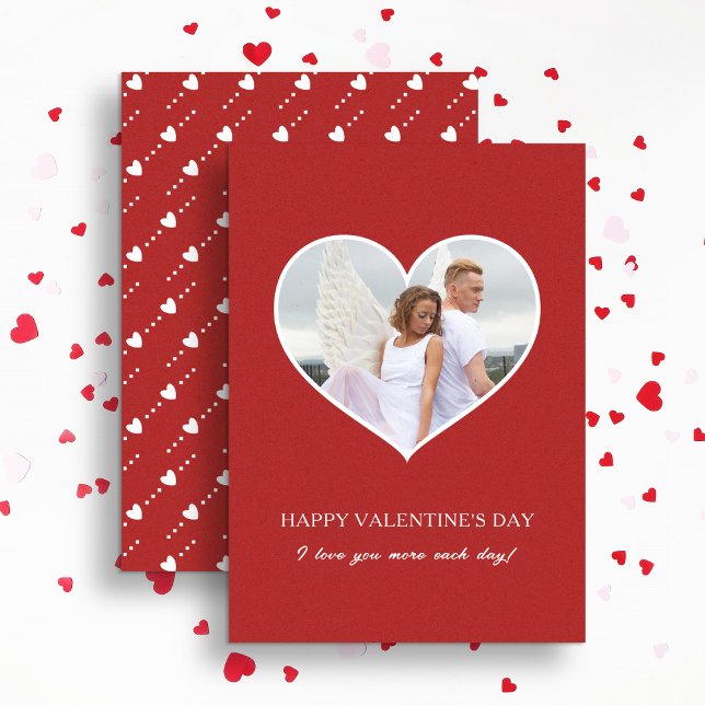 Modern Happy Valentine's Day Red Photo Holiday Card (Creator Uploaded)