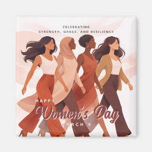 Modern Happy Women's Day Celebration March 8 Magnet