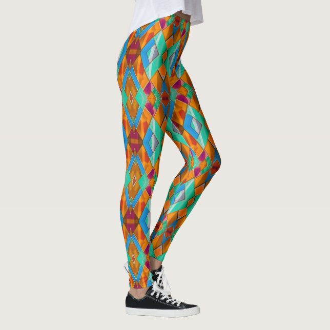 Modern Harlequin Diamonds - Bright Bold Colourful Leggings (Right)