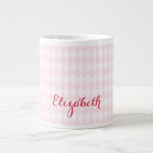 Modern Harlequin Elegant Chic Trendy Pink Large Large Coffee Mug