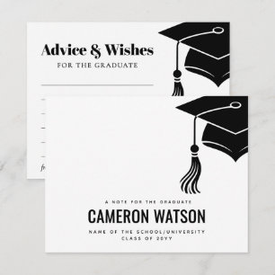 Modern Hat and Tassel Graduation Advice & Wishes Card