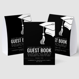 Modern Hat and Tassel Graduation Guest Book
