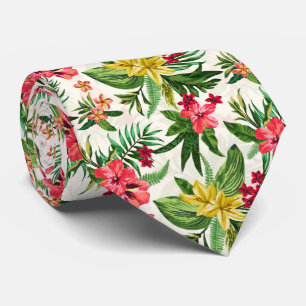 Modern Hawaiian Colourful Flowers Tie