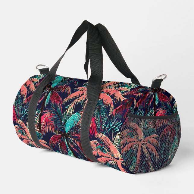 Modern hawaiian print bird of paradise pattern acc duffle bag (Right Corner)