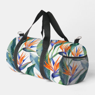 Modern hawaiian print bird of paradise pattern acc duffle bag