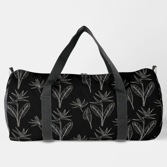 Modern hawaiian print bird of paradise pattern acc duffle bag (Back)