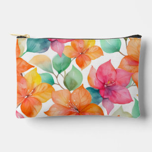 Modern hawaiian print bougainvillea pattern accessory pouch