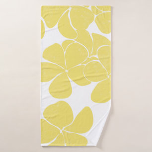 Modern Hawaiian Print pattern Plumerias Bath Towel Set