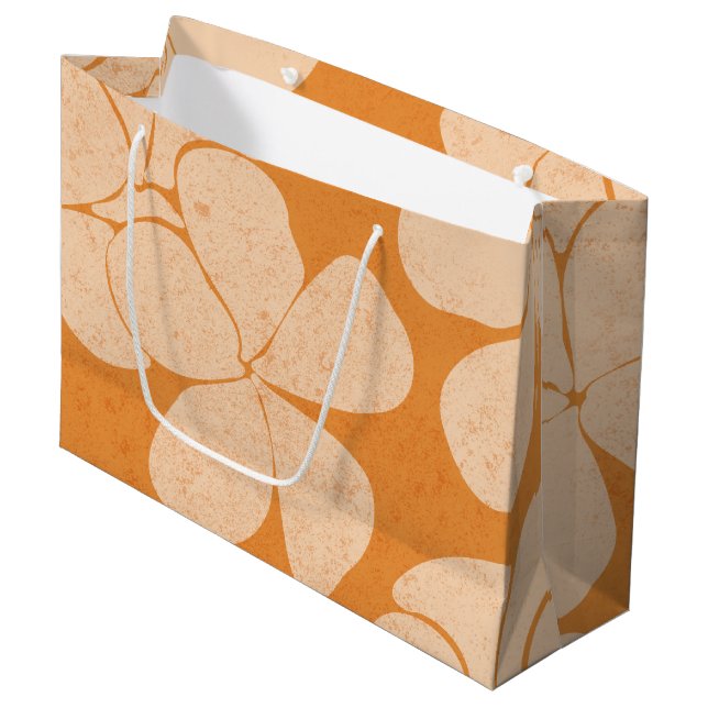 Modern Hawaiian Print pattern Plumerias Large Gift Bag (Front Angled)