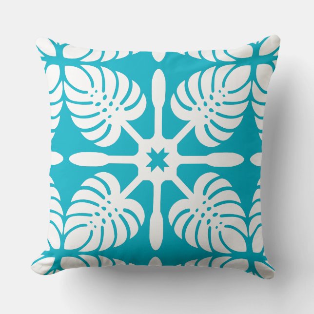 Modern HAWAIIAN QUILT PILLOW- Monstera Cushion (Front)