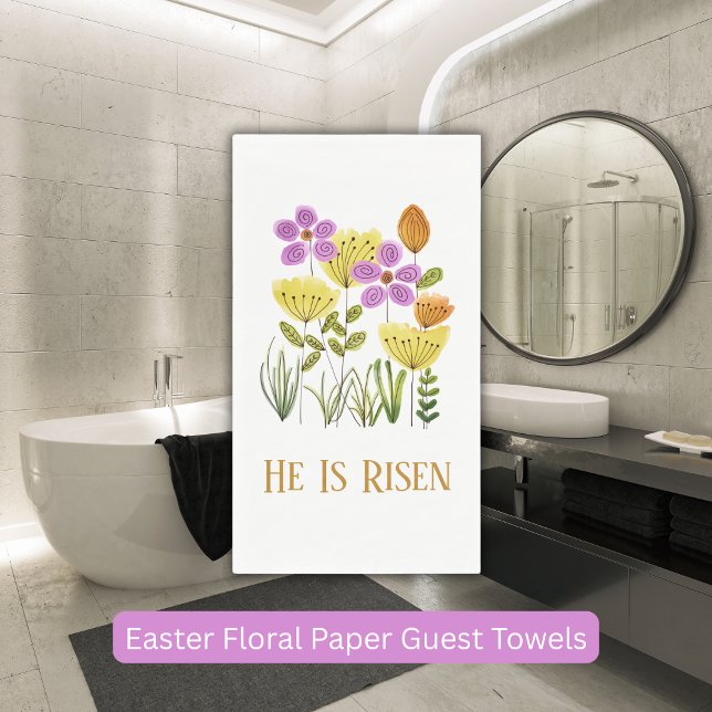 Modern He Is Risen Easter Floral Napkin (Creator Uploaded)