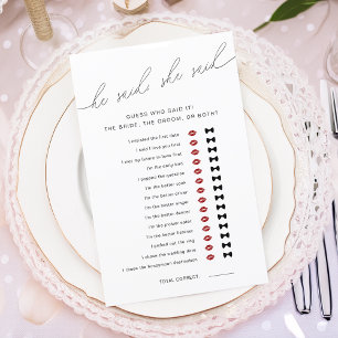 Modern He Said She Said Bridal Shower Game