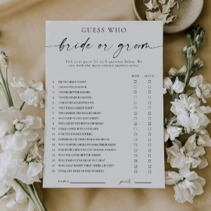Modern He Said She Said Bride or Groom Game Invitation