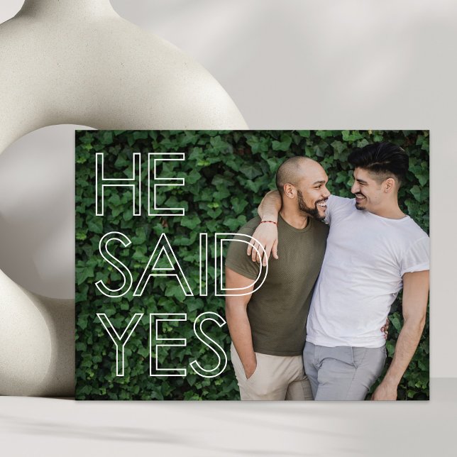Modern He said Yes Photo Save The Date Announcement Postcard (Creator Uploaded)