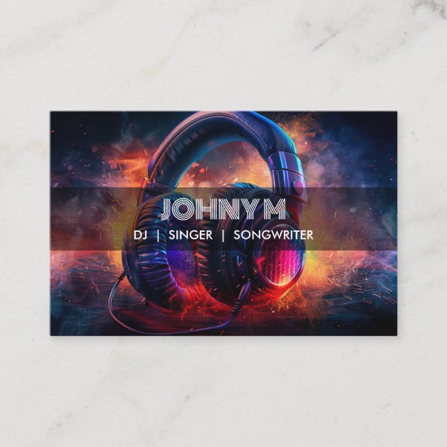 Modern Headphones DJ Songwriter Music Singer Business Card (Front)