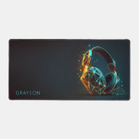Modern Headphones Gamer Digital Personalised Name