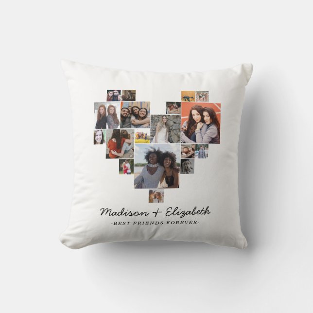 Modern Heart 18 Photo Collage Best Friends Forever Cushion (Front)
