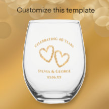 Modern Heart 40th Wedding Anniversary Personalised