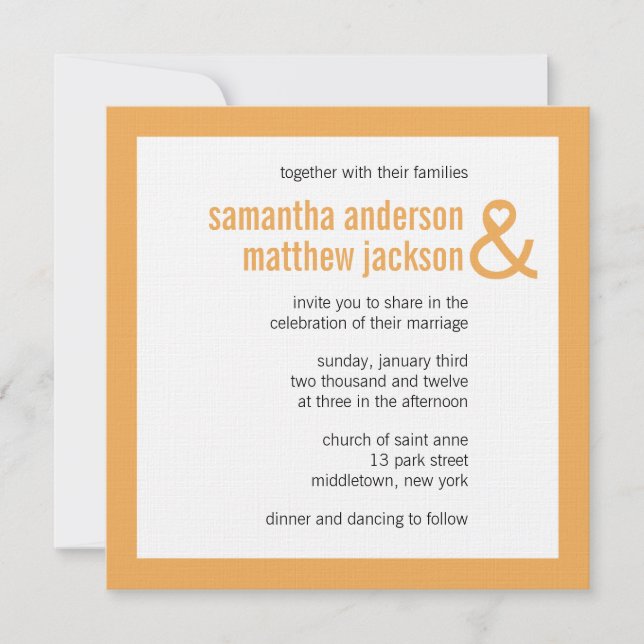 Modern Heart Ampersand Wedding Invitation (Front)