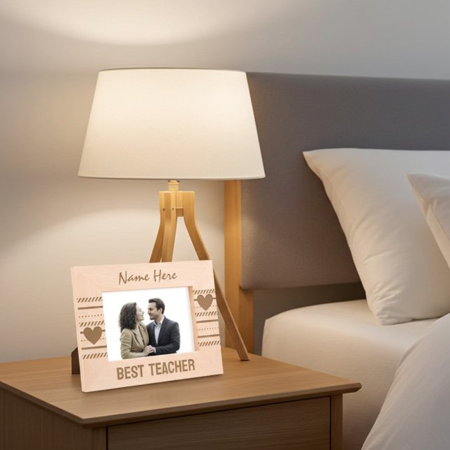 Modern Heart and Cute Line Art, Best Teacher Etched Frames (Personalized)