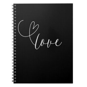 Modern Heart Black White Wedding Bridal Shower Notebook