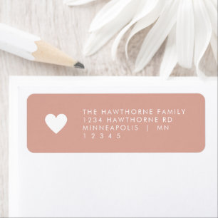 Modern Heart Blush Pink Minimal Chic Love Address  Return Address Label