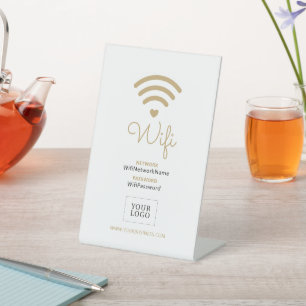 Modern Heart Business Wifi Password Welcome Sign