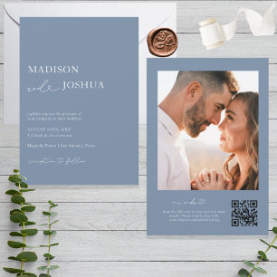 Modern Heart Calligraphy Photo QR Code Invitation