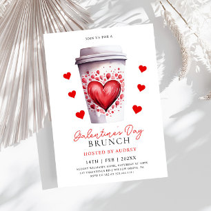 Modern Heart Coffee Valentines Galentines Party Invitation
