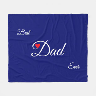 Modern Heart Dad on Royal Blue Fleece Blanket