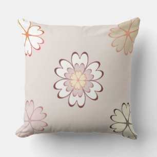 Modern Heart Flowers on Light Beige Cushion