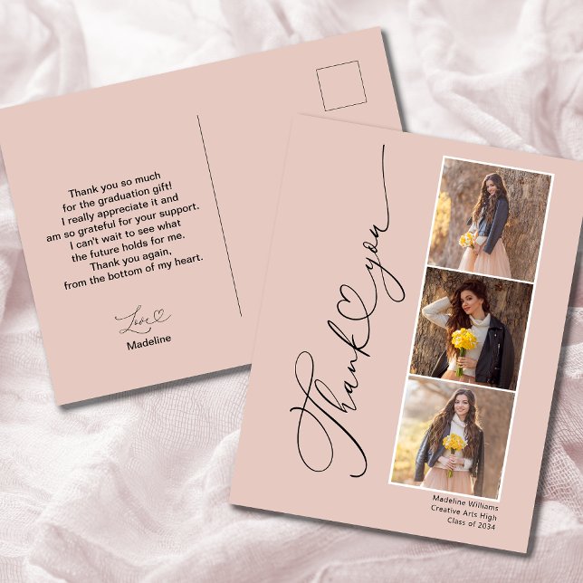 Modern Heart Graduation Thank You Card (Creator Uploaded)