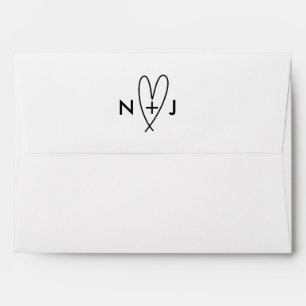 Modern Heart Love Minimal Wedding Envelope