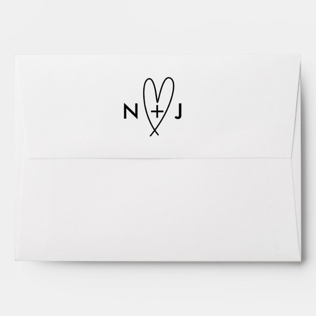 Modern Heart Love Minimal Wedding  Envelope (Back (Top Flap))