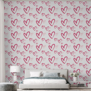 Modern Heart Pattern Pink Wallpaper
