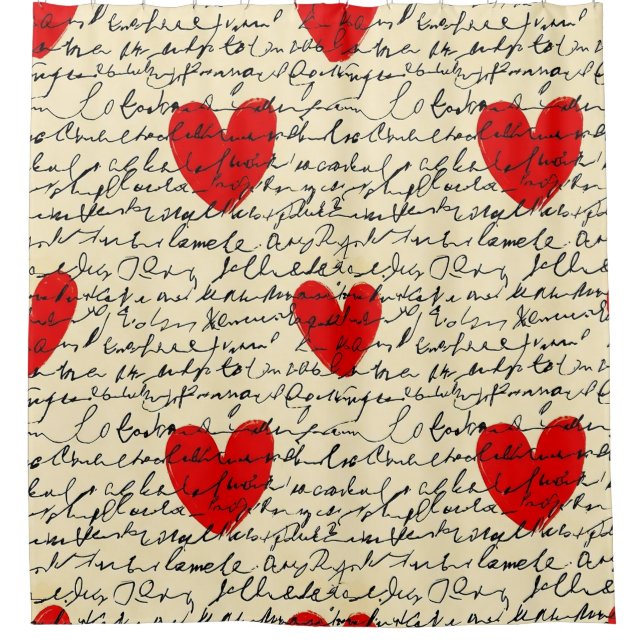 Modern Heart Pattern with Script Background (11) Shower Curtain (Front)