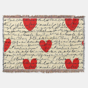 Modern Heart Pattern with Script Background (11) Throw Blanket