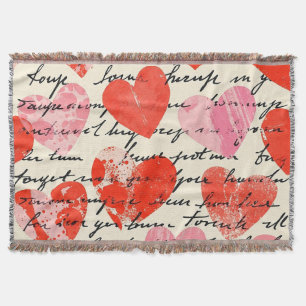 Modern Heart Pattern with Script Background (13) Throw Blanket