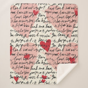 Modern Heart Pattern with Script Background (14) Sherpa Blanket