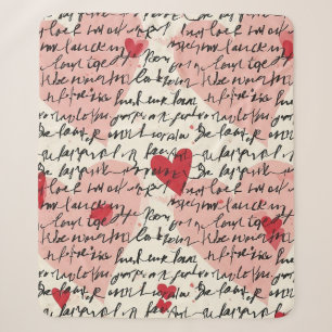 Modern Heart Pattern with Script Background (14) Sherpa Blanket