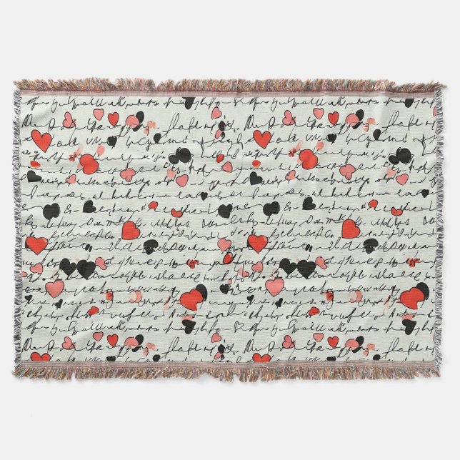 Modern Heart Pattern with Script Background (16) Throw Blanket (Front)