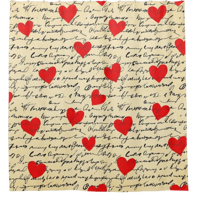 Modern Heart Pattern with Script Background (17) Shower Curtain (Front)
