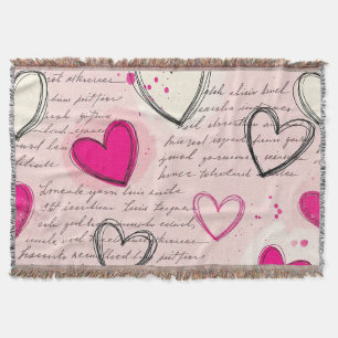 Modern Heart Pattern with Script Background (18) Throw Blanket