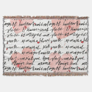 Modern Heart Pattern with Script Background (19) Throw Blanket