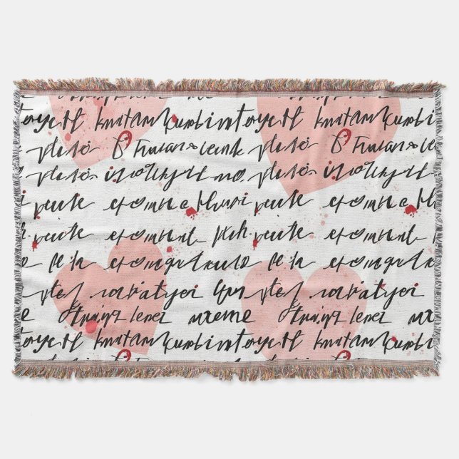 Modern Heart Pattern with Script Background (19) Throw Blanket (Front)