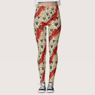 Modern Heart Pattern with Script Background (1) Leggings