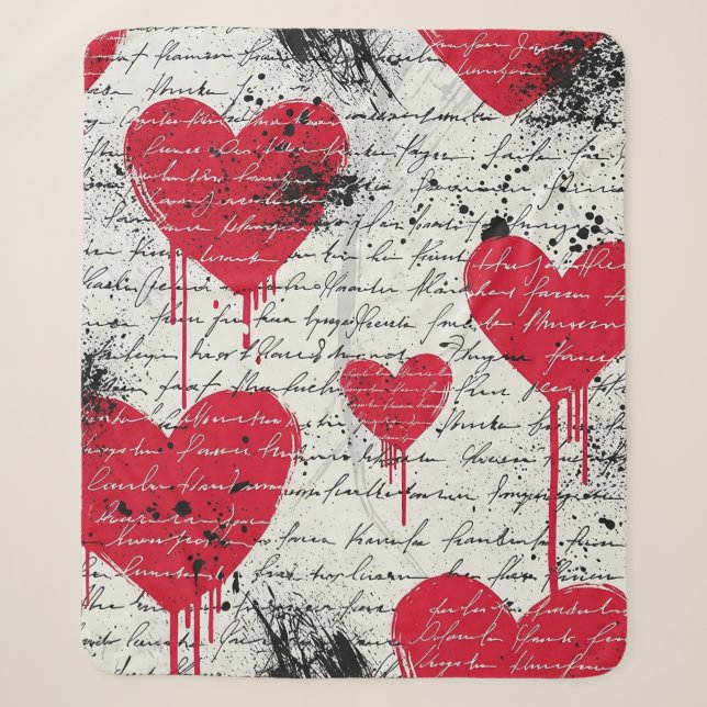 Modern Heart Pattern with Script Background (1) Sherpa Blanket (Front)