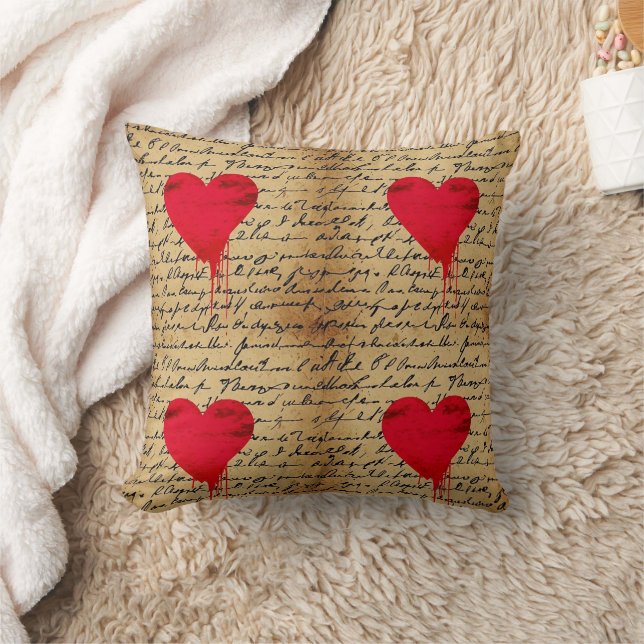 Modern Heart Pattern with Script Background (3) Cushion (Blanket)