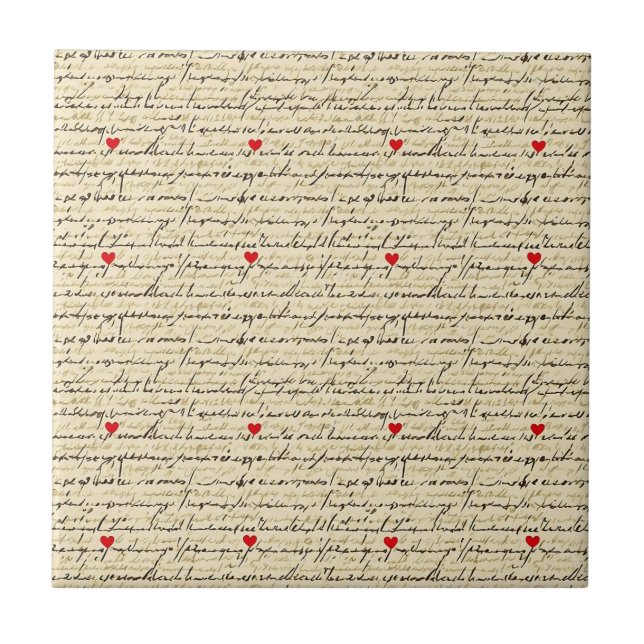 Modern Heart Pattern with Script Background (4) Ceramic Tile (Front)