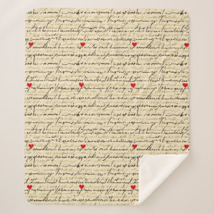 Modern Heart Pattern with Script Background (4) Sherpa Blanket